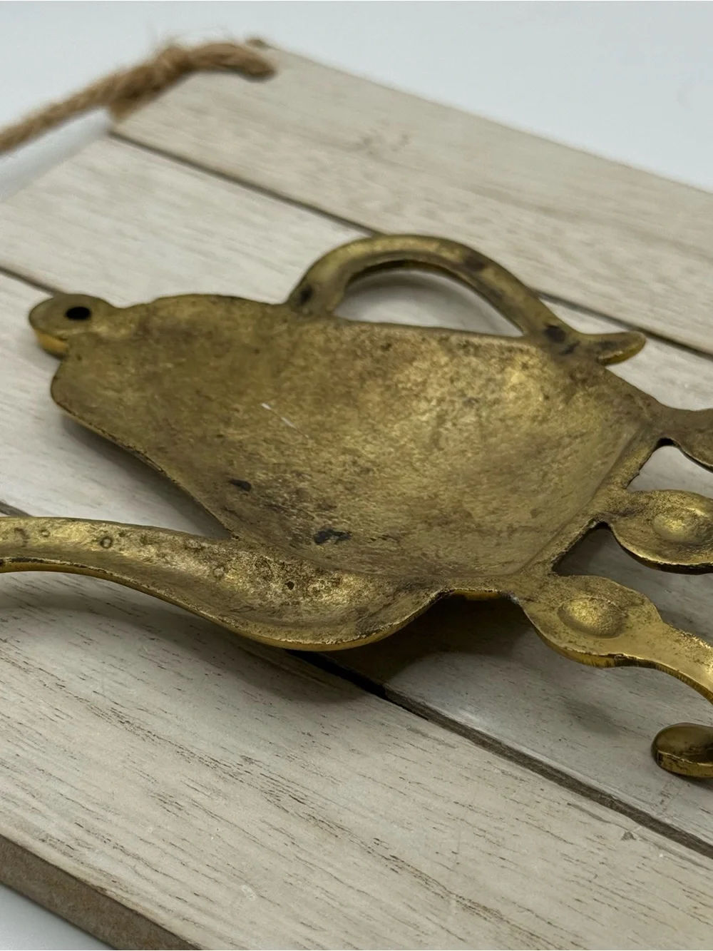 Brass Teapot Wall Hook - Gold Decorative Key Holder